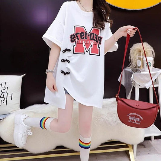 超人気 特別デザイン 美人度アップ ゆったり二色 半袖Tシャツ＜S-8038＞