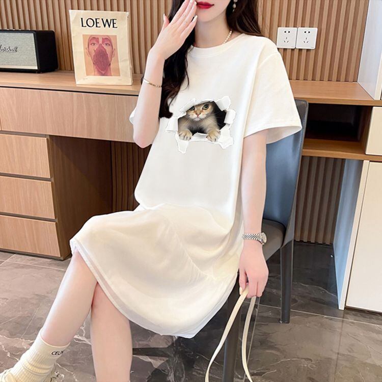 絶対欲しい ネコ カジュアル デザイン ゆったり 半袖 Tシャツ＜S-8658＞