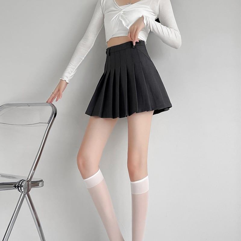 好感度満載 無地 美感いっぱい ハイウエスト プリーツ ボトムス＜S-2907＞
