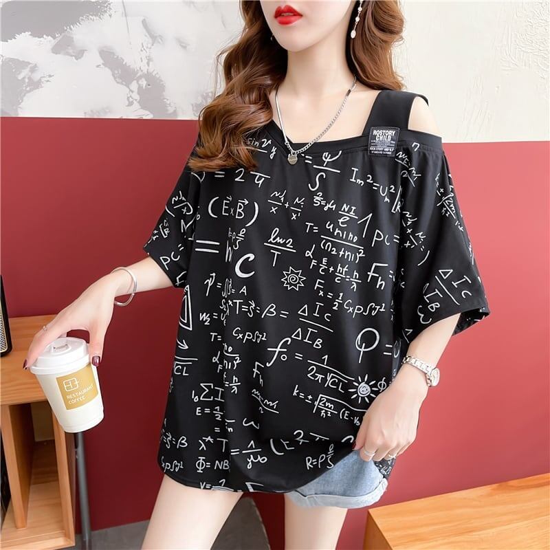 着心地抜群 切り替え 女性力を高める プリント Tシャツ カットソー＜S-3572＞