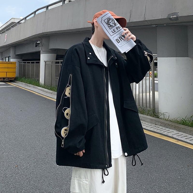 デザイン感 長袖 パンダプリント ジッパー ジャケット アウター＜S-2172＞