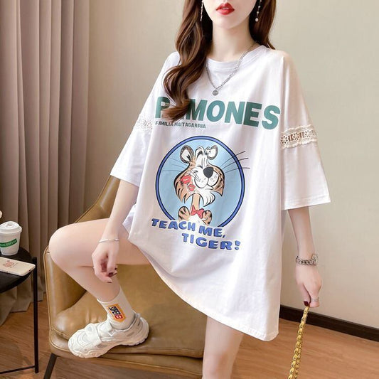 新商品 プリント ファッション ゆったり 全4色 半袖 Tシャツ＜S-11493＞