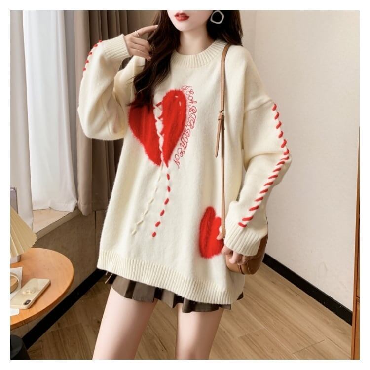 超人気  厚手 ゆったりニットセーター<S-6057>
