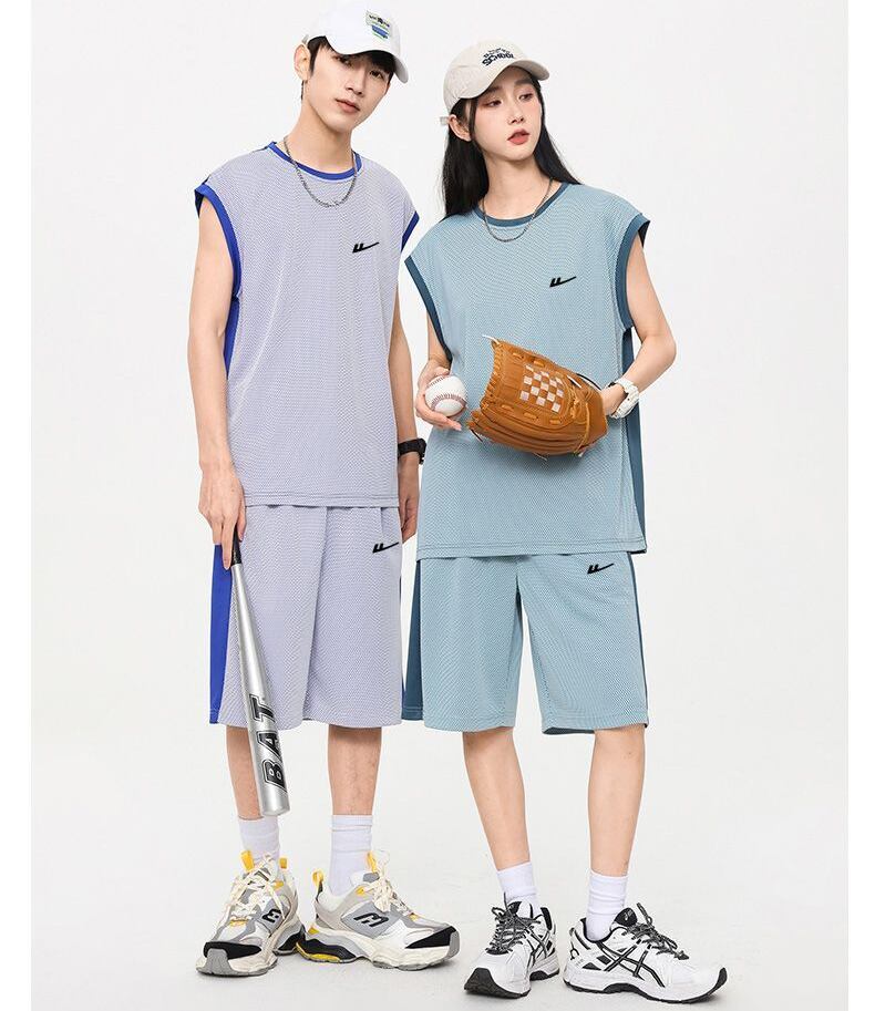 売り切れ必至 ファッション 超人気 男女兼用 ノースリーブＴシャツⅹパンツセット全5色<S-8754>
