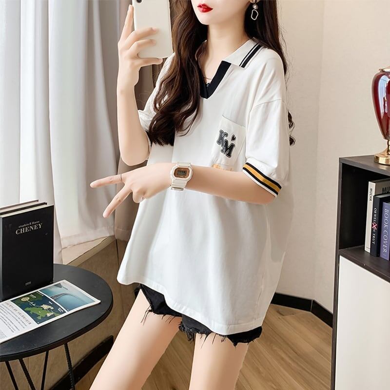 オシャレ度満点 切り替え カジュアル プリント Tシャツ カットソー＜S-3593＞