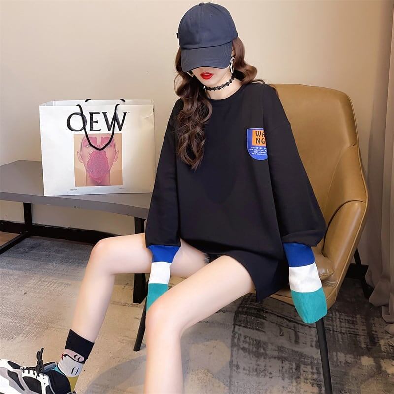 美人度アップ 切り替え ファッション プリント Tシャツ カットソー＜S-3668＞