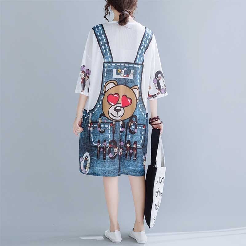 旅行Ｔシャツ 夏 レディース 膝丈 プリント 大きいサイズ ゆったりさらっと涼しい <S-656>