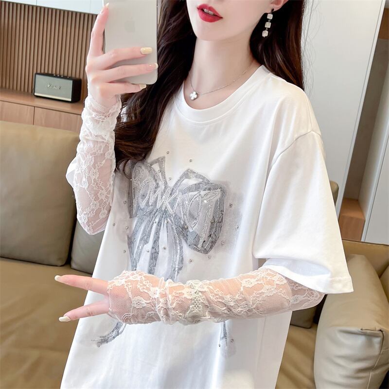 話題沸騰中 レイヤード風 美人度アップ ルーズ Tシャツ ＜S-8707＞
