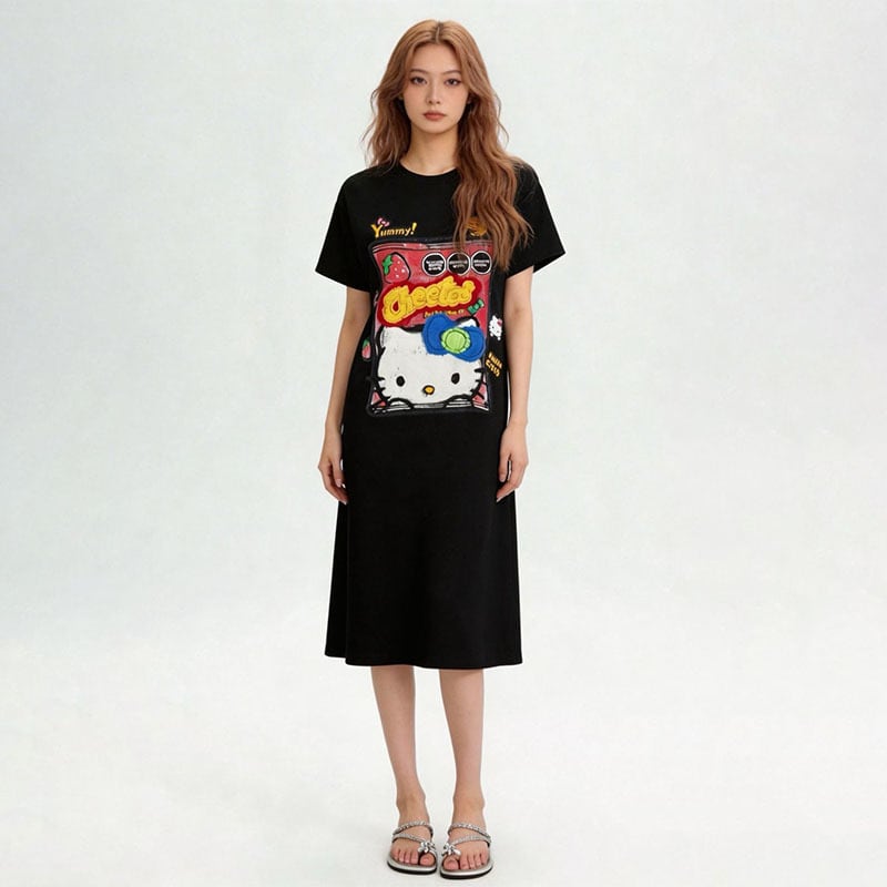 新作 プリント シンプル Tシャツ ワンピース <S-13174>