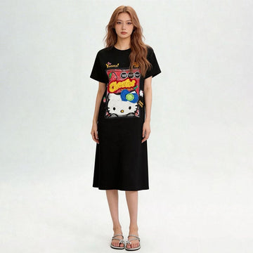 新作 プリント シンプル Tシャツ ワンピース <S-13174>