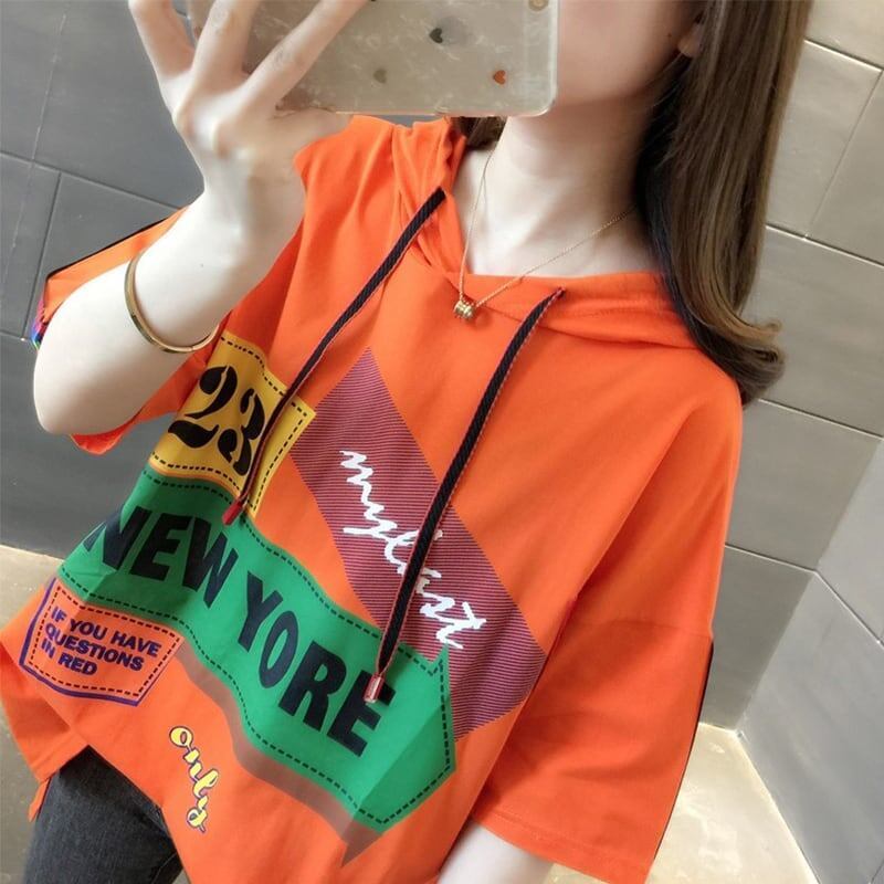 オシャレ度満点 切り替え カジュアル プリント Tシャツ カットソー＜S-3491＞