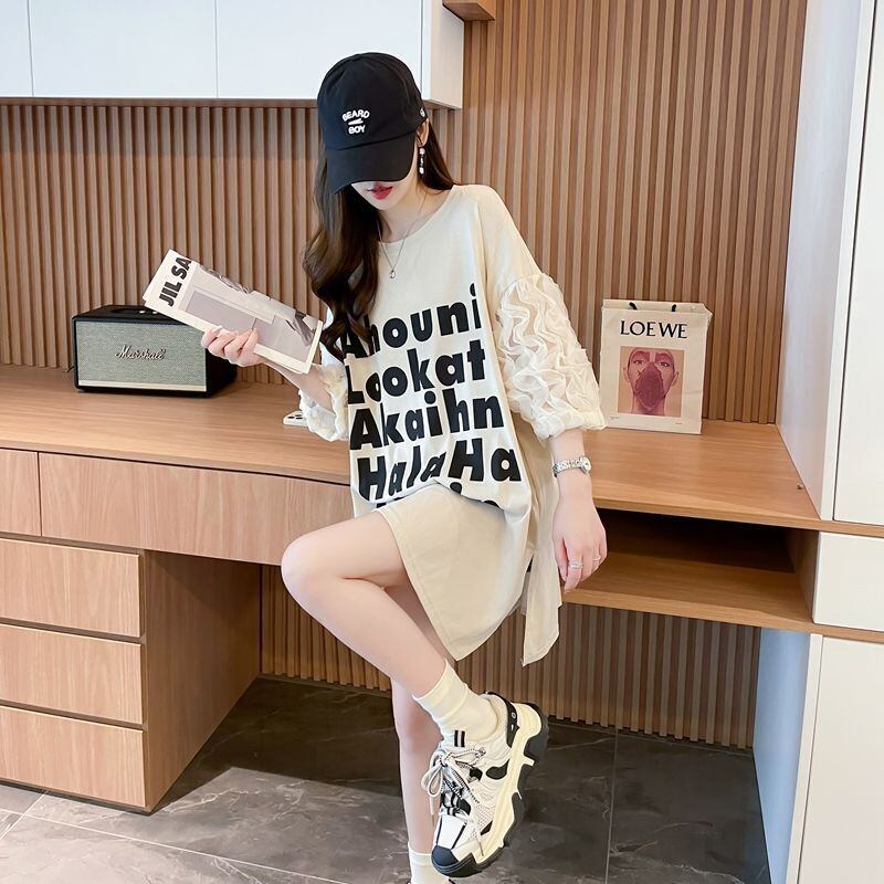 ファッション 切り替え 個性派 プリント 3色選択 半袖Tシャツ＜S-8548＞