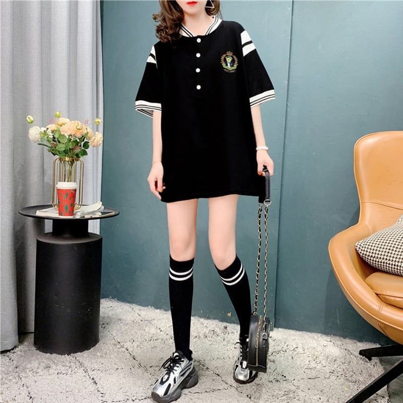 スタイリッシュ プリント 一目惚れ Tシャツ カットソー ワンピース＜S-3605＞