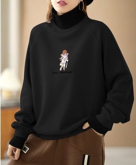 【裏起毛】大活躍  ハイネック刺?ロゴ厚手スウェット全5色 <S-4717>