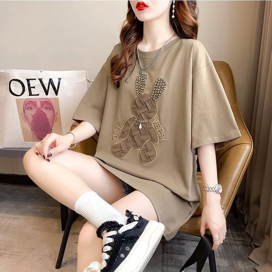 好感度満載 切り替え 美感いっぱい プリント Tシャツ カットソー＜S-3525＞
