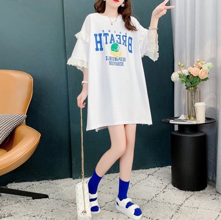 コットンレーストリム半袖Tシャツ<S-3028>
