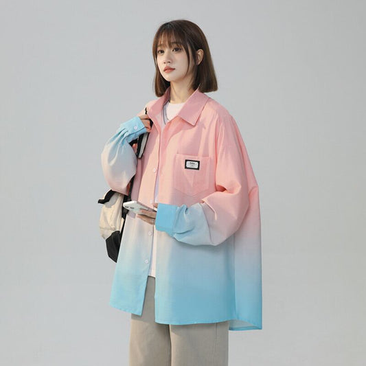 早い者勝ち 質感のいい グラデーション ゆったり 4色展開 シャツ  <S-12990>