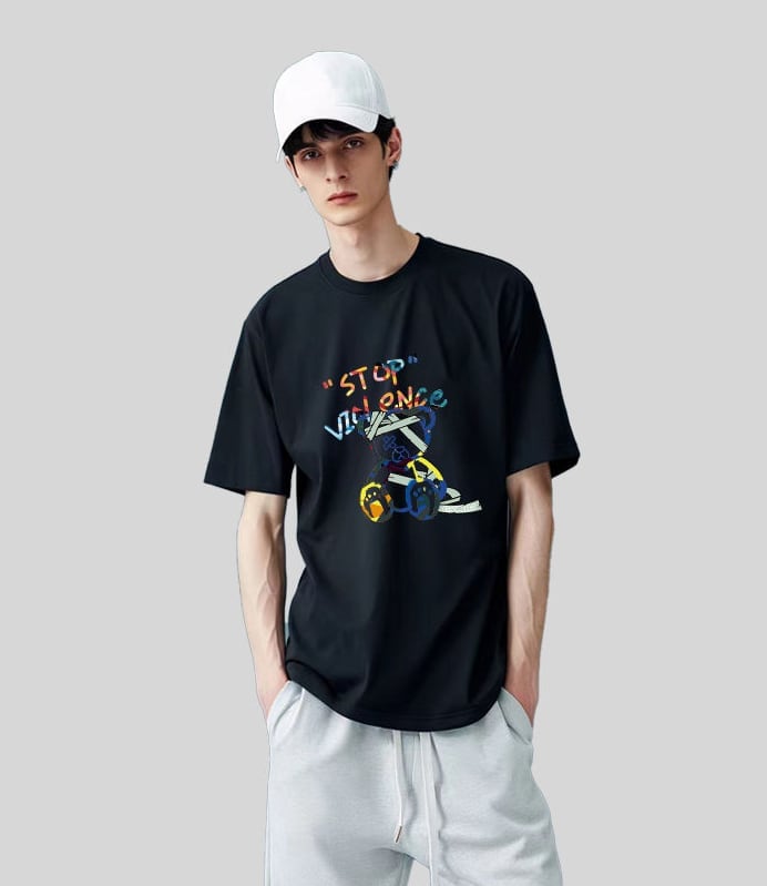 スタイルアップ カジュアル おしゃれ度高め プリント全5色 半袖Tシャツ<S-9437>