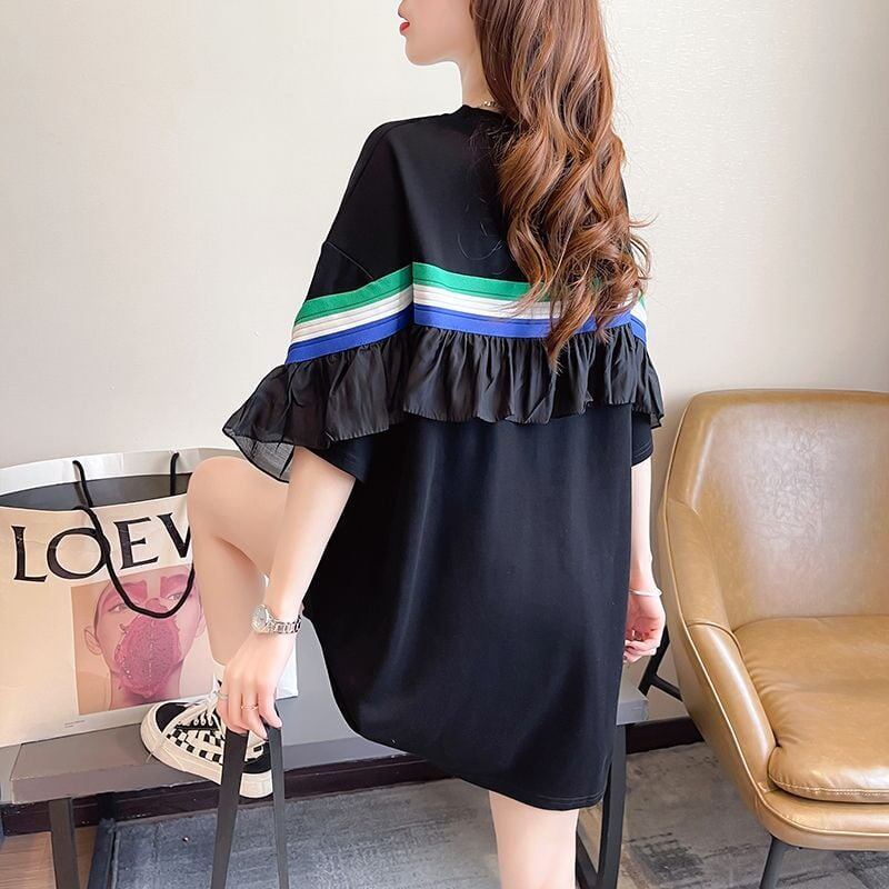 新商品 切り替え キュート ゆったり 全2色 半袖Tシャツ＜S-8349＞