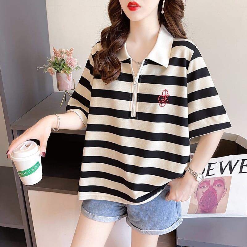 オシャレ度満点 切り替え カジュアル プリント Tシャツ カットソー＜S-3588＞