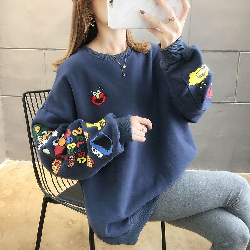 【人気商品再入荷】超人気 キュート ファッション ルーズ 男女兼用 スウェット<S-6837>
