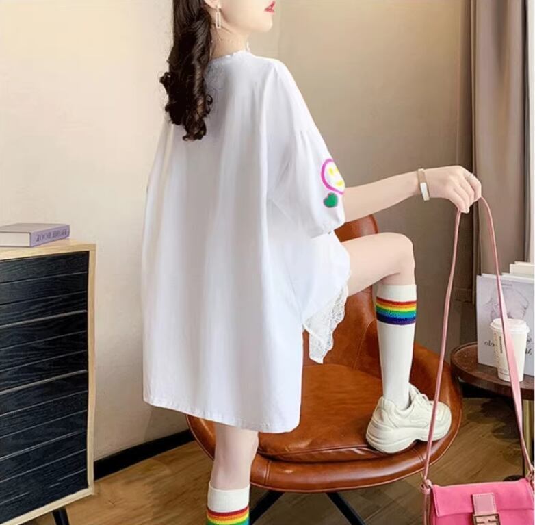 新作 ロゴ レイヤード風 プリント ゆったり 半袖 Ｔシャツ 全3色<S-4948>