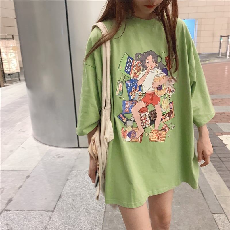 ルーズ 切り替え オシャレ度満点 プリント Tシャツ カットソー＜S-3459＞