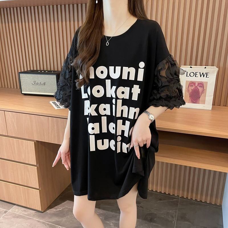 ファッション 切り替え 個性派 プリント 3色選択 半袖Tシャツ＜S-8548＞