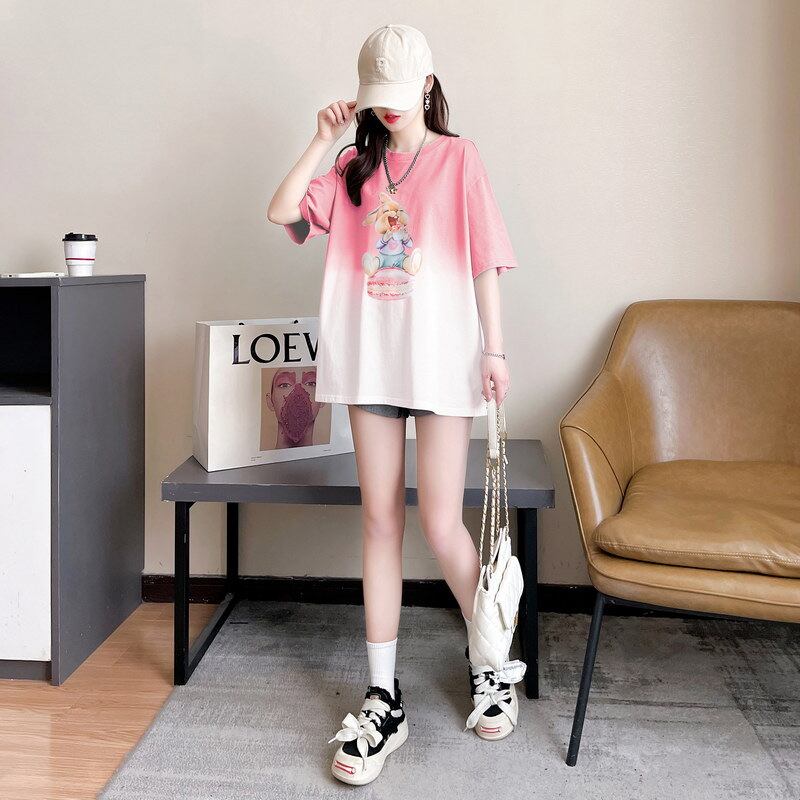 話題沸騰中 グラデーション おしゃれ度高め プリント 2色選択 半袖 Tシャツ <S-9218>