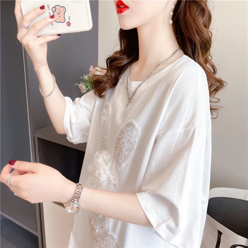 オシャレ度満点 切り替え 一目惚れ プリント Tシャツ カットソー＜S-3422＞