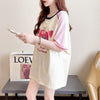 女子マスト ラグランTシャツ カラーマッチング ライトパープル アルファベットプリント半袖 ＜S-2974＞