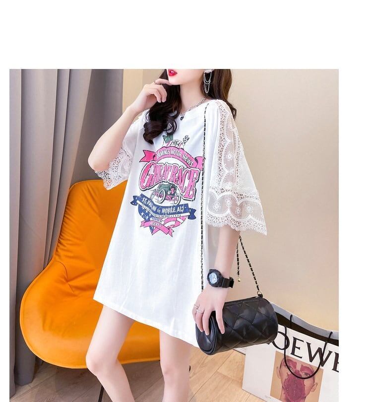 新作 プリントTシャツ ロング 半袖 ピンク＜S-2810＞