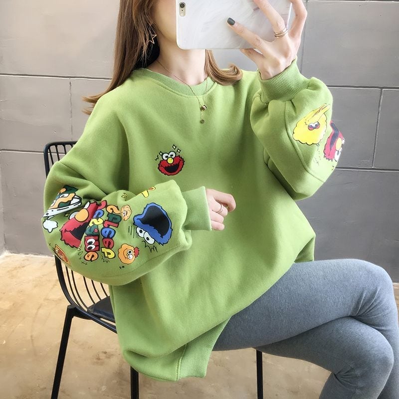 【人気商品再入荷】超人気 キュート ファッション ルーズ 男女兼用 スウェット<S-6837>