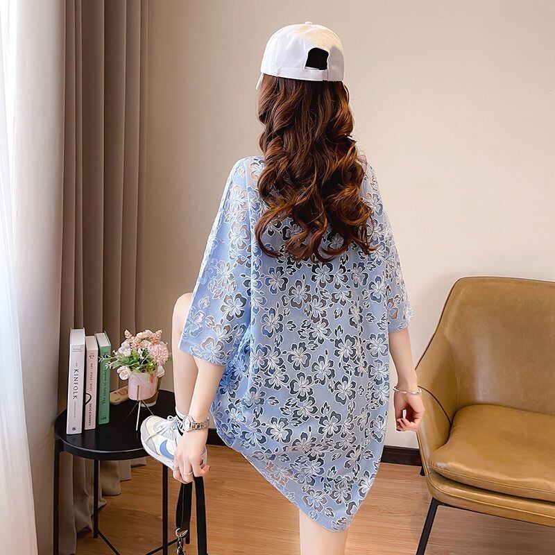 好感度UP ファッション カジュアル 透かし彫り 半袖Tシャツ<S-8458>