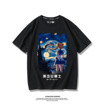 大人可愛い  デザイン性抜群 カジュアル 男女兼用 半袖 Tシャツ<S-13042>