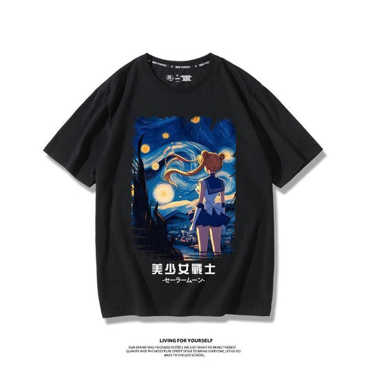 大人可愛い  デザイン性抜群 カジュアル 男女兼用 半袖 Tシャツ<S-13042>