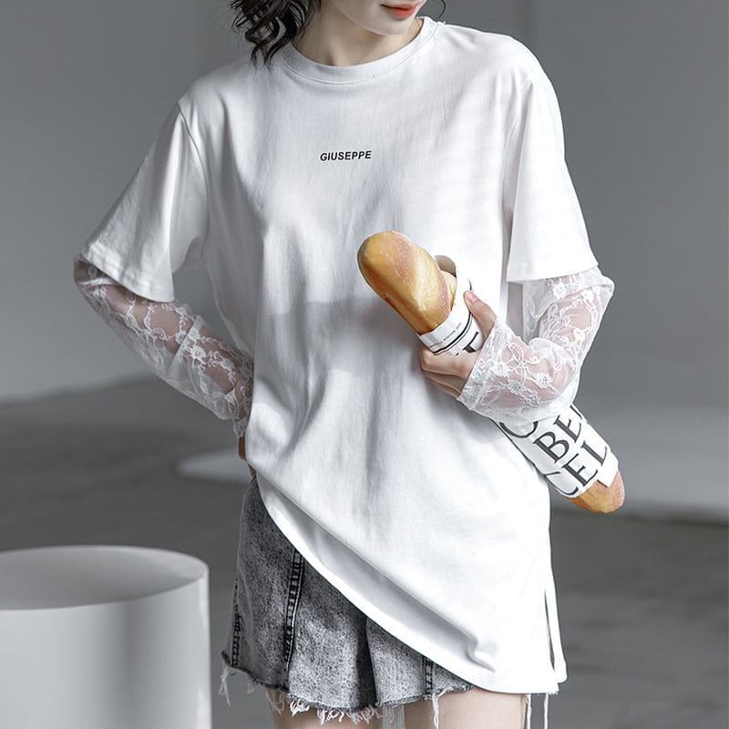清純甘くて女子力UP 切り替え 美感いっぱい Tシャツ カットソー＜S-3020＞