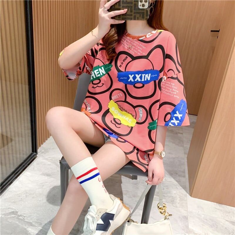 オシャレ度満点 プリント カジュアル Tシャツ カットソー＜S-3344＞