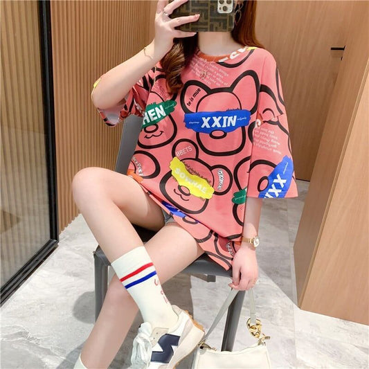 オシャレ度満点 プリント カジュアル Tシャツ カットソー＜S-3344＞