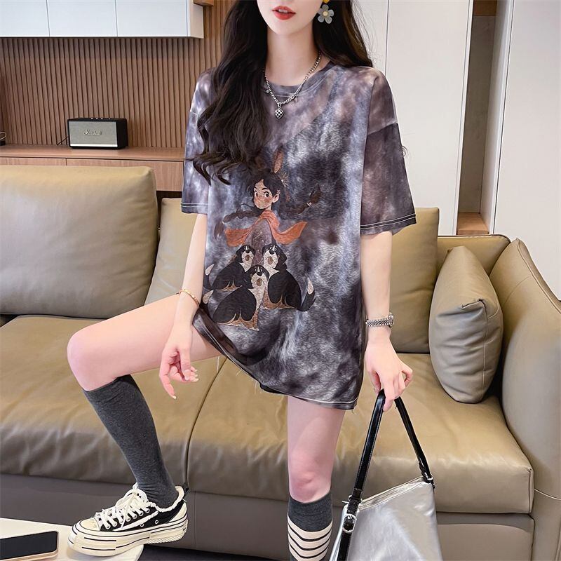 着回し力抜群 絞り染め アバンギャルド プリント 3色選択 半袖Tシャツ＜S-8575＞