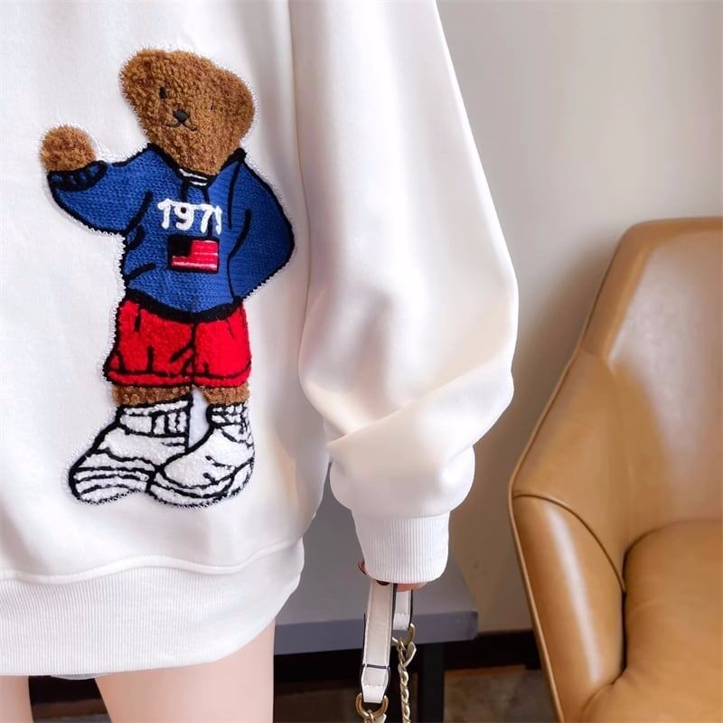 可愛いクマちゃん スウェット アルファベットプリント トップス 三色＜S-4075＞