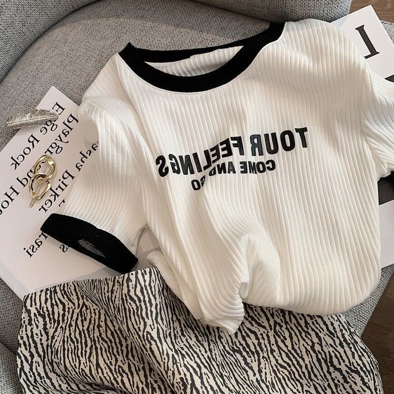 ゆったり感アップ アルファベット ファッション Tシャツ カットソー＜S-3077＞