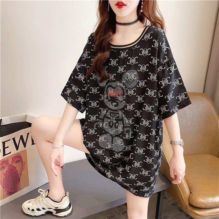 着?せ 立体のリボン バックオープン ロング Tシャツ ゆったり半袖 ＜S-2920＞