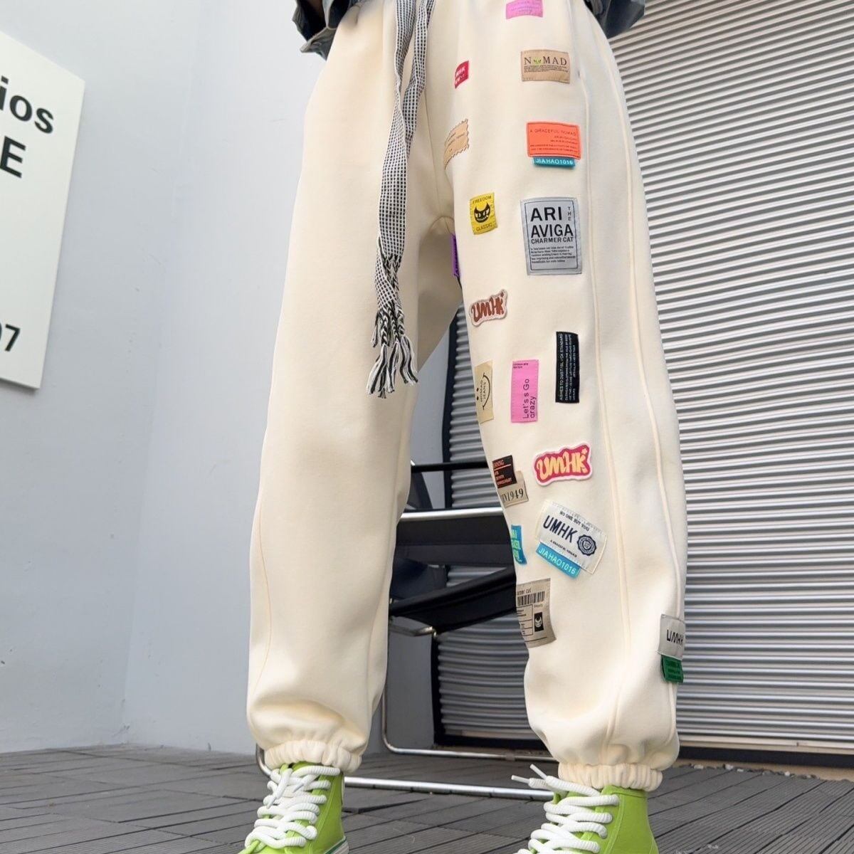 着せロゴ裏起毛ジョガーパンツ4色あり
