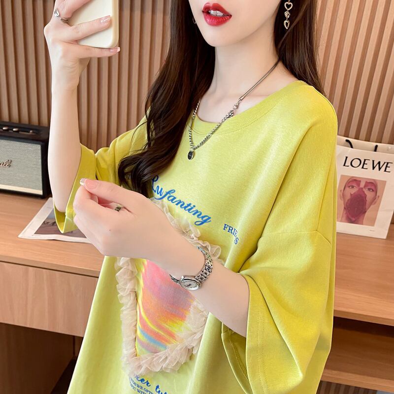 絶対欲しい プリント ロゴ ゆったり 3色半袖Tシャツ＜S-8315＞