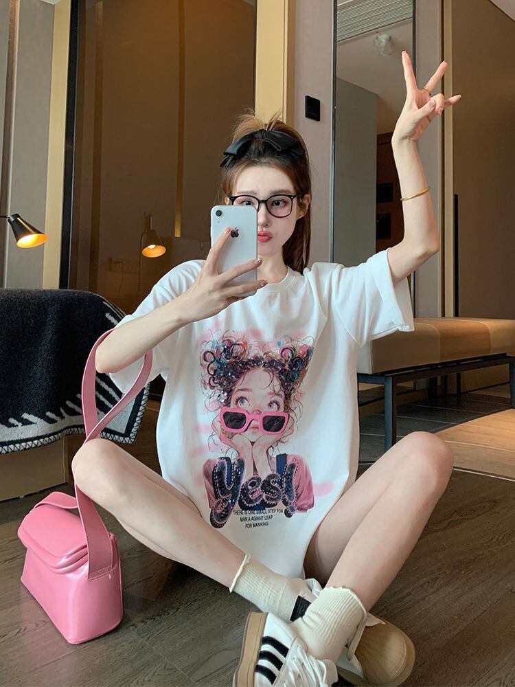 【半額！期間限定！！】大人可愛い上質 キュートプリント カジュアル 半袖Tシャツ＜S-8593＞