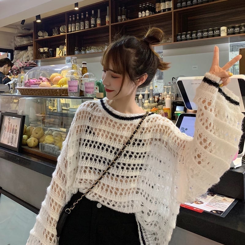 好感度満載 美感いっぱい 透かし彫り カーディガン アウター＜isf-2981＞