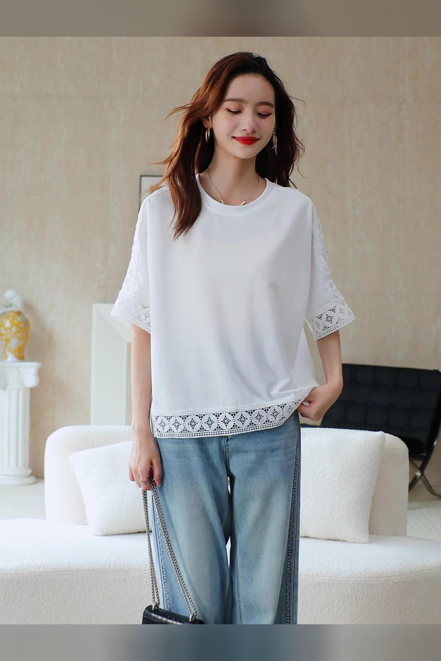 大人可愛い 定番シンプル カジュアル 海外トレンド 好感度UP 半袖 Tシャツ ＜S-11385＞