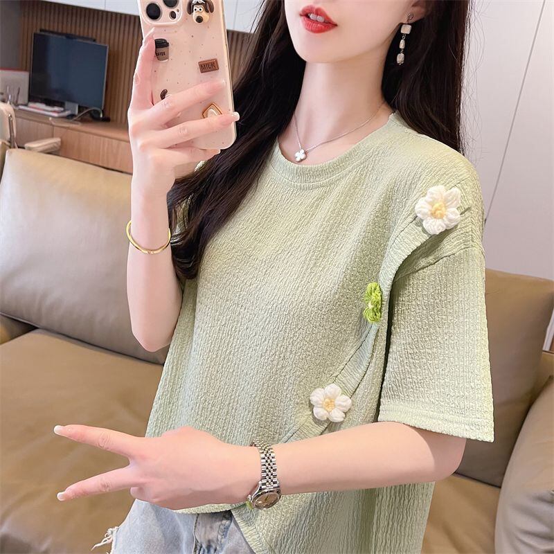 超人気 シンプル 好感度UP スウィート 3色選択 半袖Tシャツ＜S-8579＞
