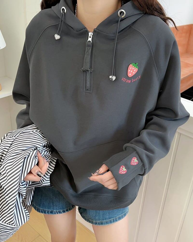 定番シンプル  いちごロゴ パーカ全4色トップス<S-4791>